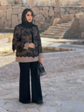 کت زنانه مجلسی جنس دانتل فرانسه و کرپ گرم بالا تک رنگ