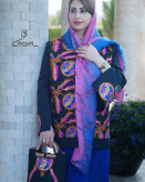 کت مجلسی زنانه سوزندوز هندی به همراه کیف تک رنگ مشکی