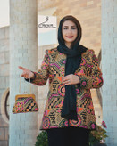 کت زنانه سوزندوز هندی به همراه کیف تک رنگ قد ۸۰