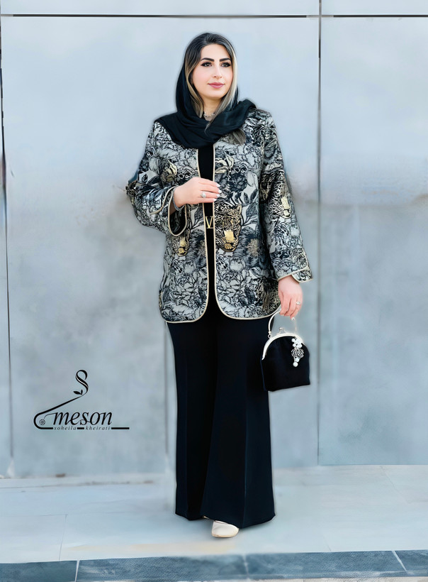 کت ژاکارد مجلسی زنانه تک رنگ